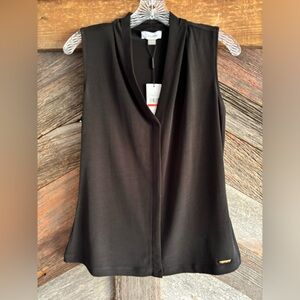 Calvin Klein Black Sleeveless Dress Shirt